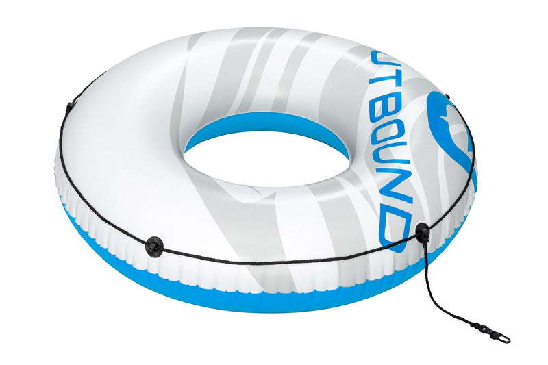 Inflatable Floating River/Lake Connectable 1-Person Tube/Ring, White/Blue, 47-in Q6820