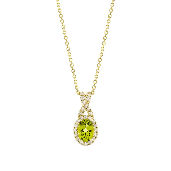 Oval Cut Peridot and Diamond Pendant (0.19 ctw) Y6978