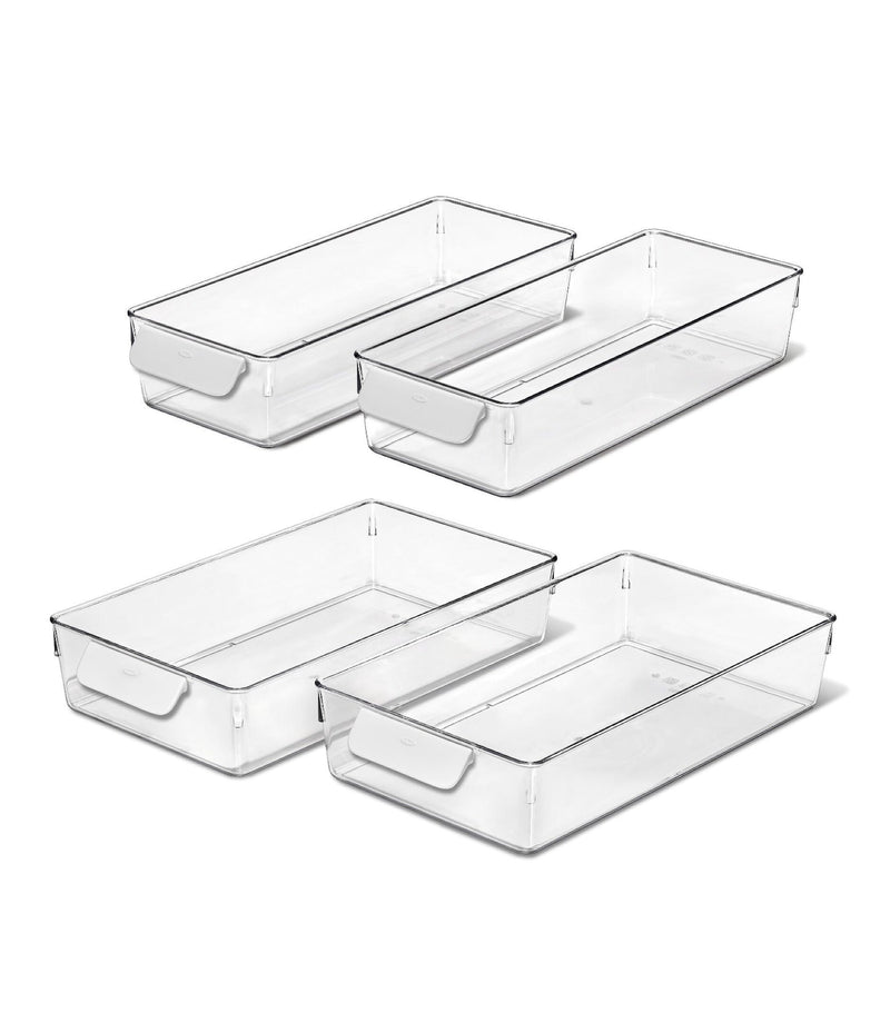 4-Piece Refrigerator Storage Bin Set, Clear U5371