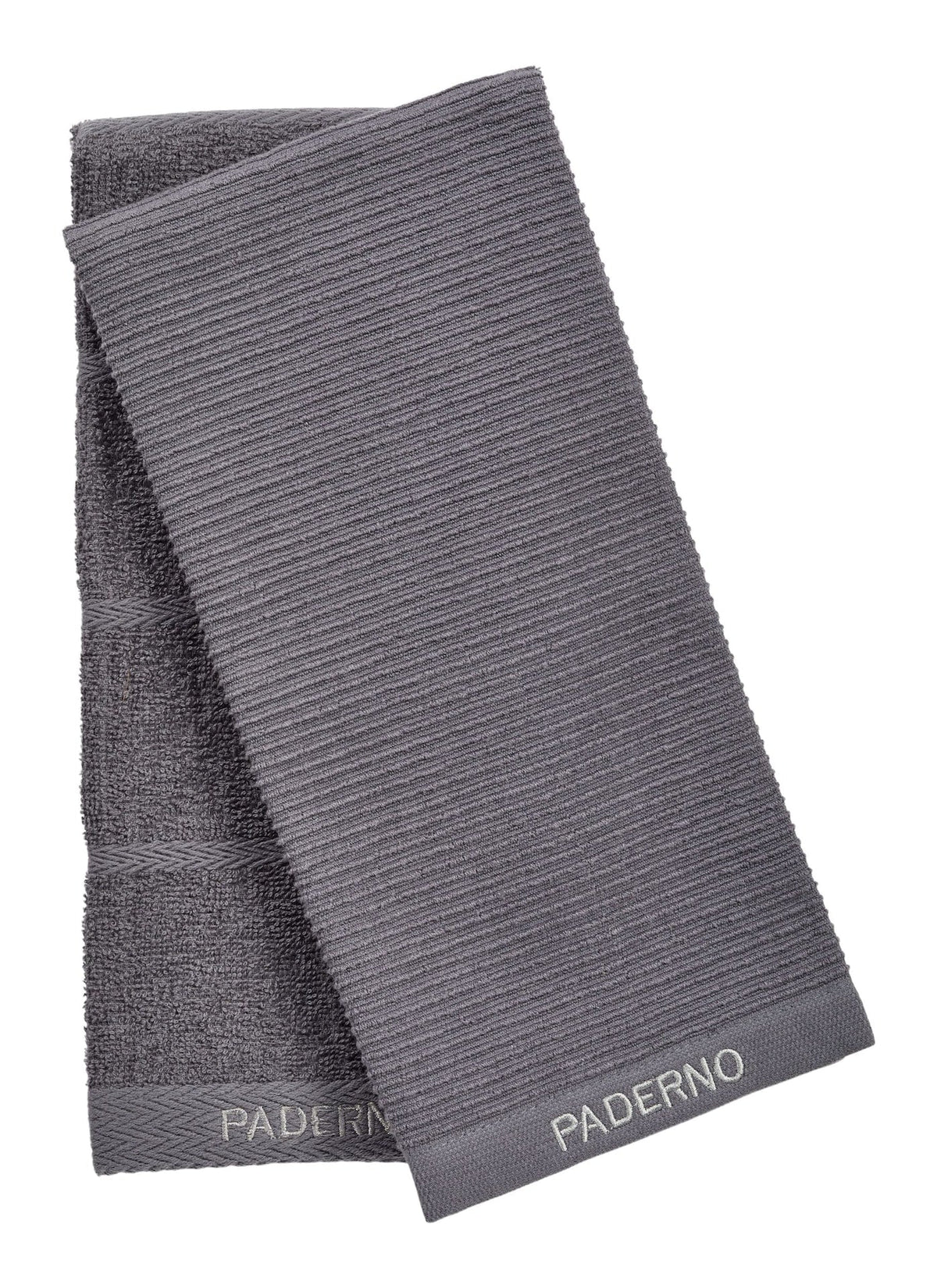 All-Purpose Ribbed Cotton Terry Kitchen Towels, Charcoal, 2-pk