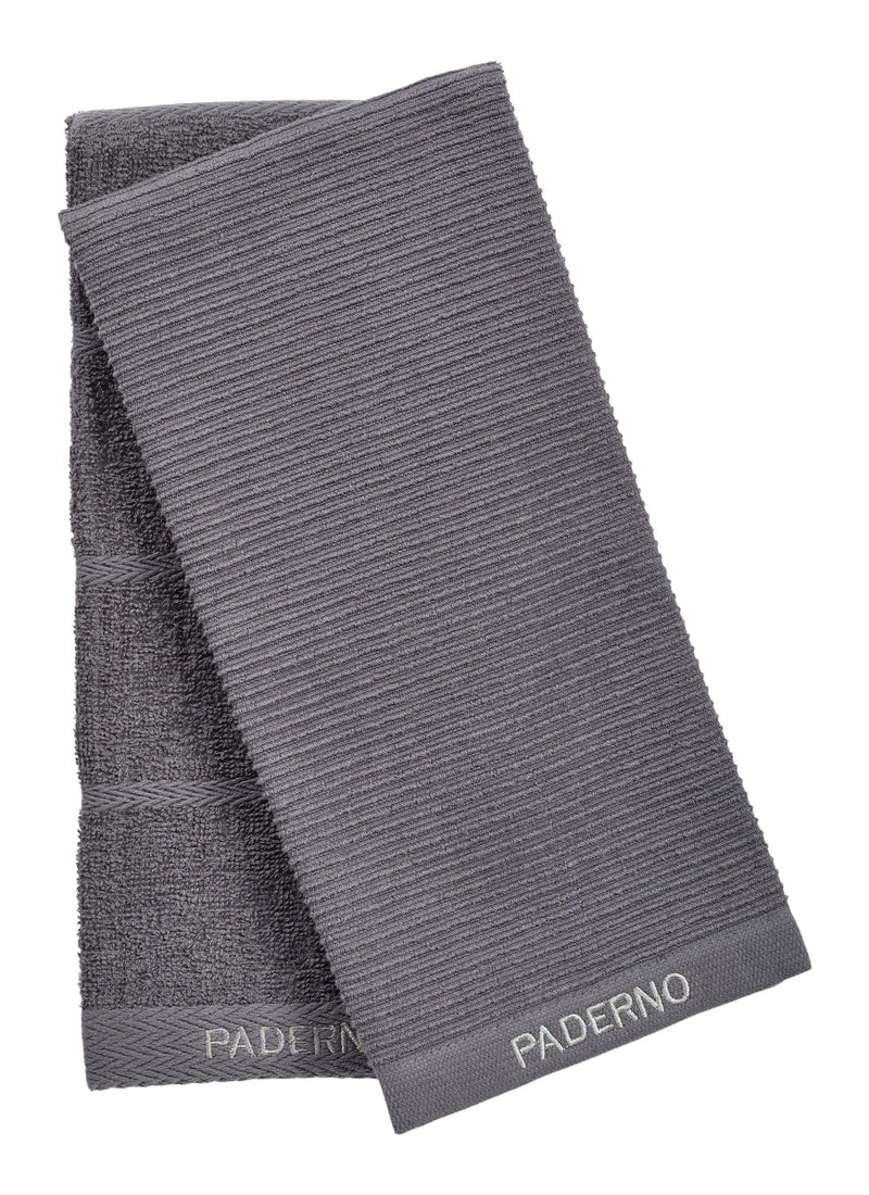 All-Purpose Ribbed Cotton Terry Kitchen Towels, Charcoal, 2-pk J8131