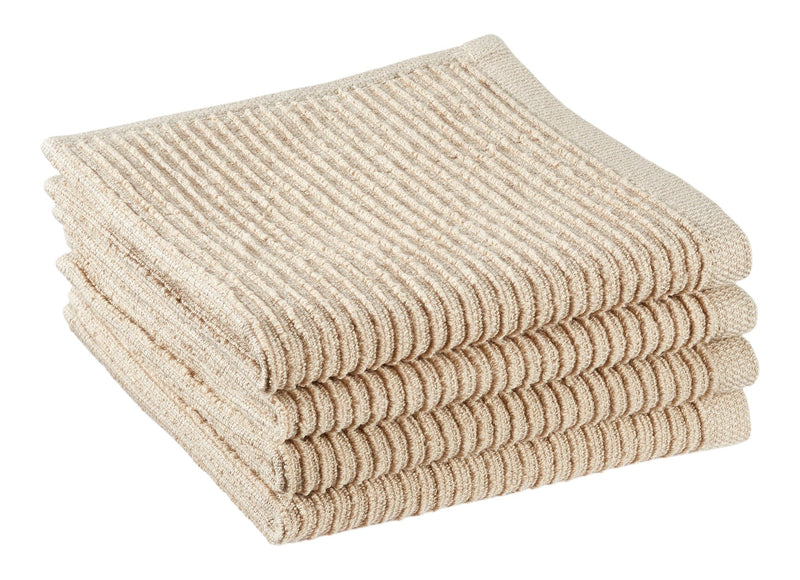 All-Purpose Ribbed Cotton Terry Square Dish Cloths, Beige, 4-pk V2234