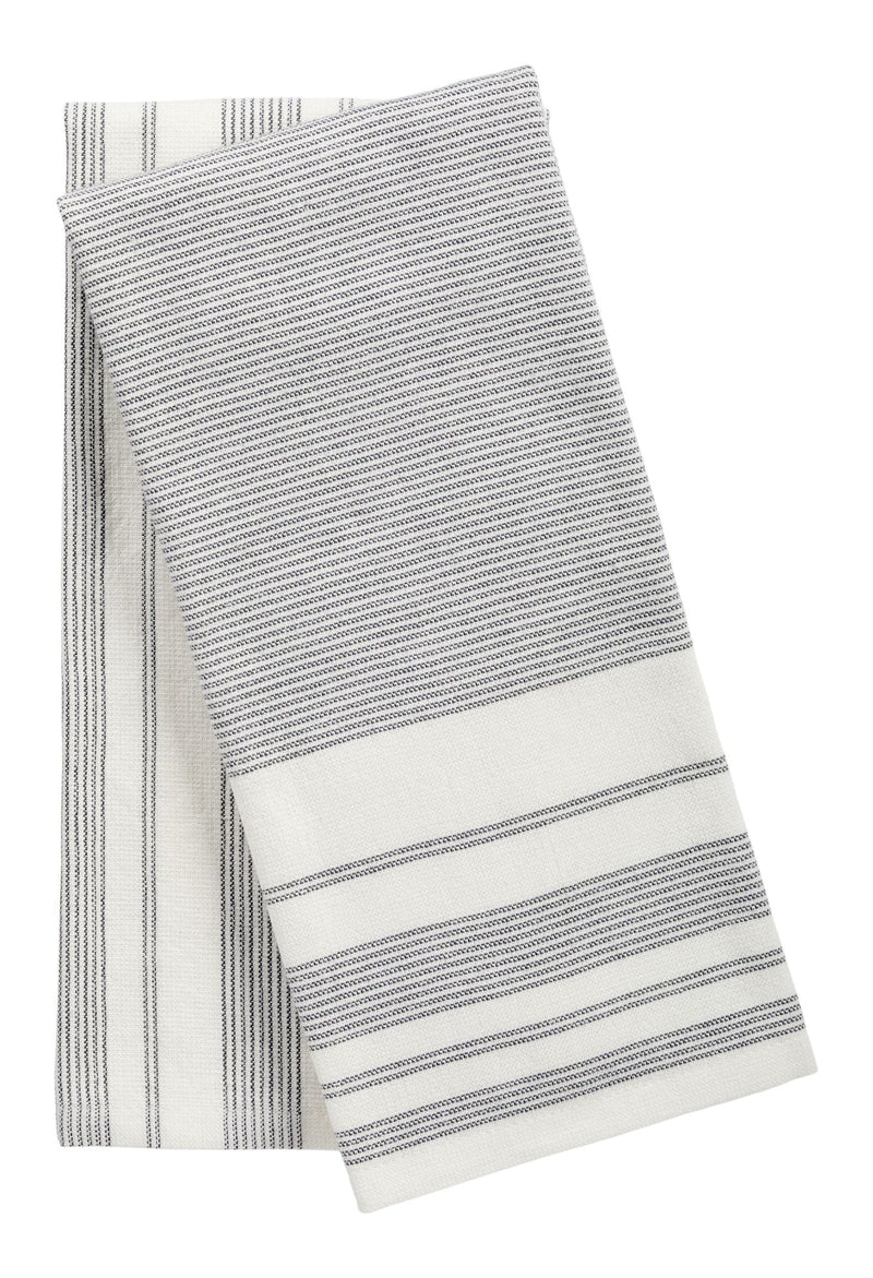 All-Purpose Striped Cotton Terry Kitchen Towels, Grey, 2-pk V4342