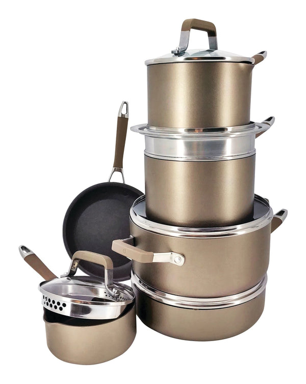 Classic Cookware Set, Non-Stick, PFOA-Free, Oven Safe, Champagne Bronze, 12-pc N4783