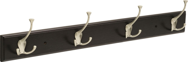 Stainless Steel 4-Tri Hook Rail, Black/Nickel, 27-in Q7039