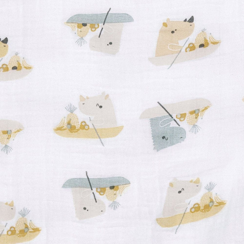 Cotton Muslin Baby Swaddle Blanket, Rhinos B3808