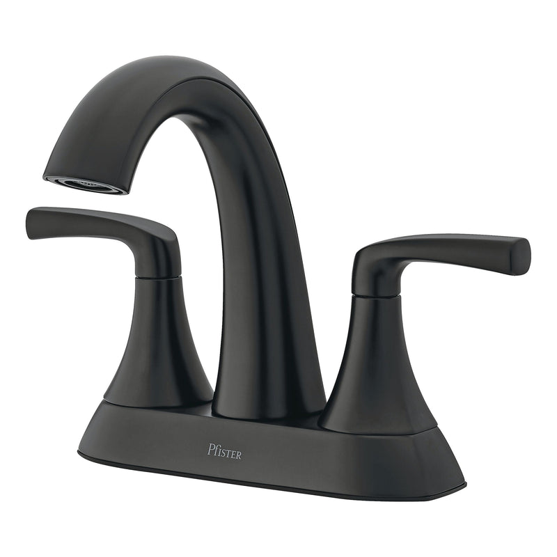 Rancho Double Handle 4-in Centreset Bathroom Sink Faucet Push & Seal Drain, WaterSense Certified, Matte Black C7737