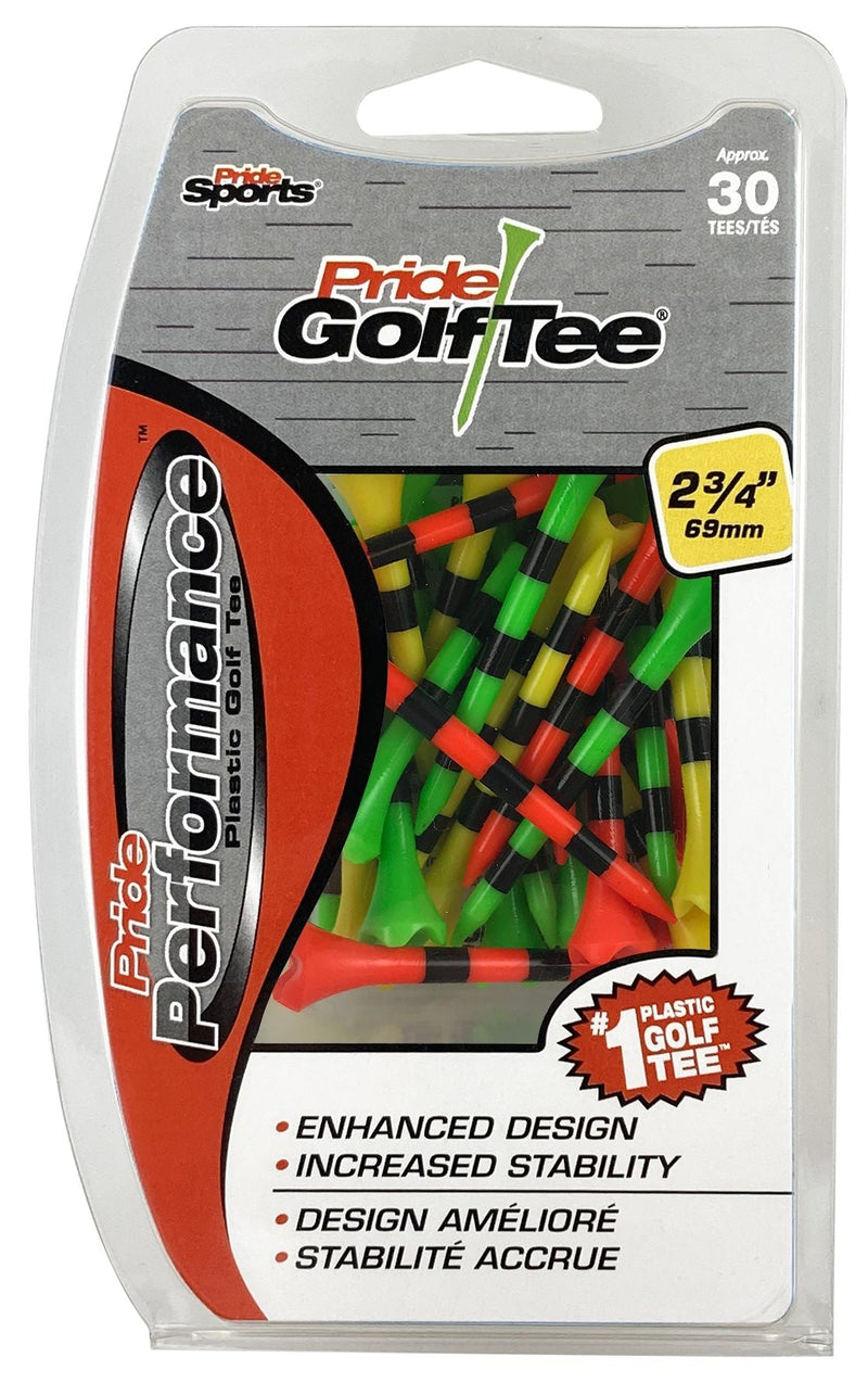 Pride Performance Plastic Golf Tee, 2-3/4-in, 30-pk, Fruit Mix/Stripes Assorted Colours H6871