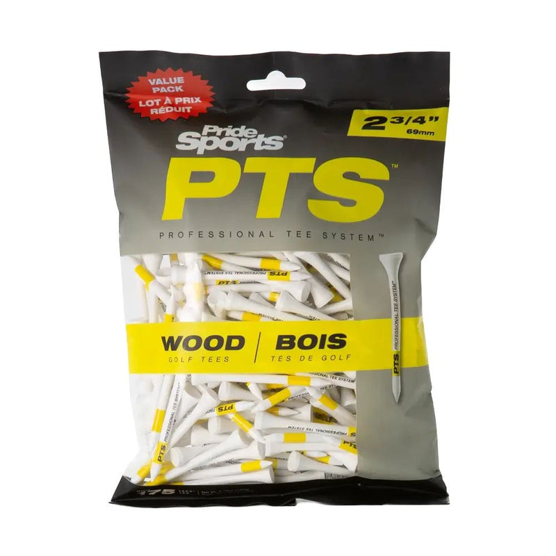 Pride Professional Tee System ProLength Wood Golf Tee, 2-3/4-in Yellow on White, 175-pk U4508
