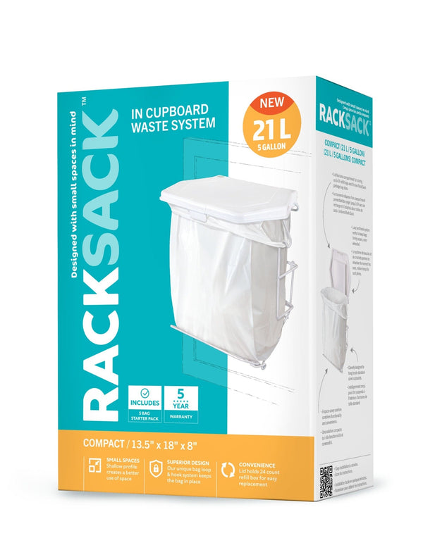 Expandable Kitchen Garbage Bag Holder, Fits 15-L or 21-L bags, Includes 5 bags O4648