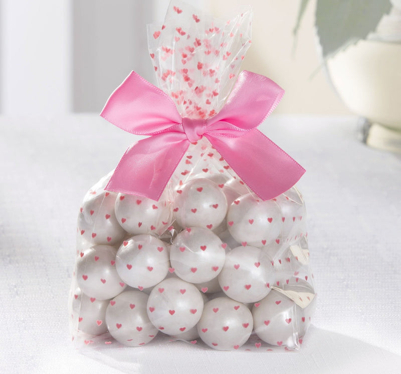 Rectangle Cello Treat Party Bags, Pink/Clear, Hearts, 10-in, 12-pk, for Gender Reveal/Baby Shower S9311