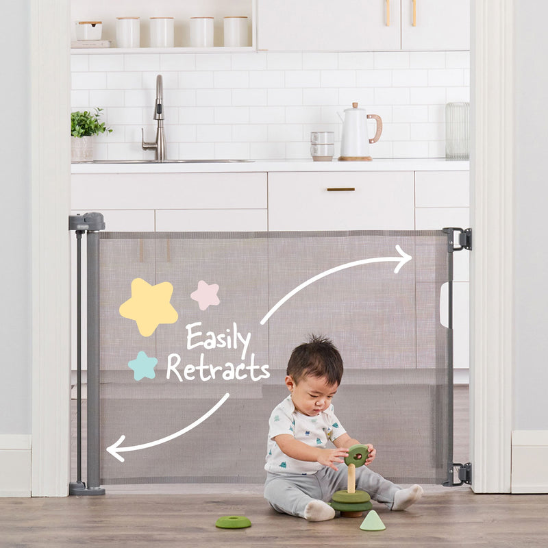 Retractable Baby Safety Gate, 50-in, Grey M7532