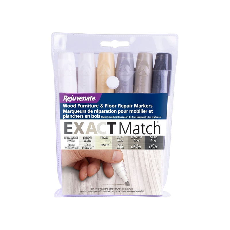 Exact Match Wood Furniture & Floor Repair Markers, White-Grey, 6 Shades U9596
