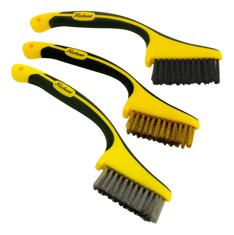 Multi-Surface Mini Metal Wire Bristle Brush Set, Removes Paint/Dirt/Rust, 3-pc R7597