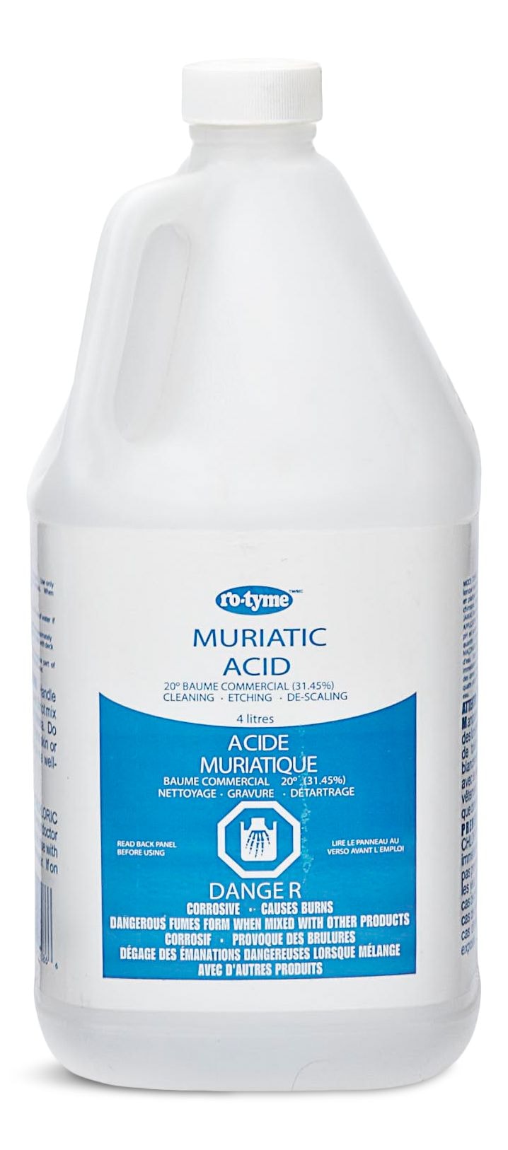 Muriatic Acid For Cleaning & Etching Concrete & Descaling Tile/Porcelain, 4-L P3380