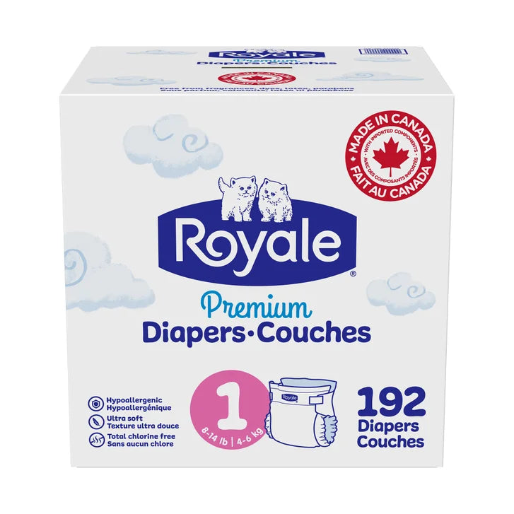 Royale Premium Baby Diapers, Sizes 1 - 2 F5153