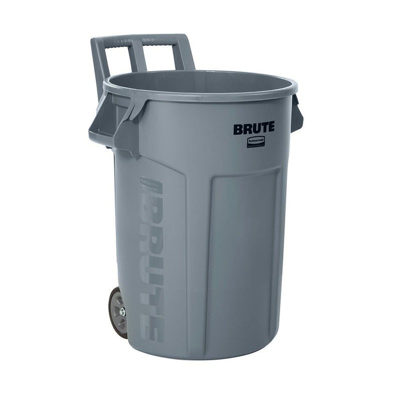 Commercial Wheeled Brute Circular Outdoor Garbage Can, Grey, 121-L Z3001