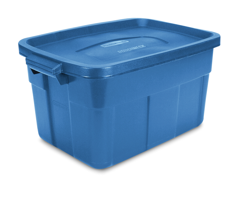 Roughneck Stackable Storage Box with Lid, 53-L, Blue N3793