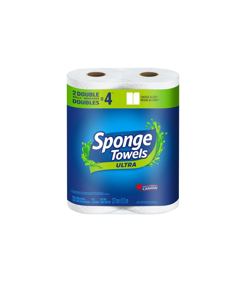 Sponge Ultra Choose-A-Size Absorbent Paper Towel, 2-Ply, 2 Double Rolls J3380
