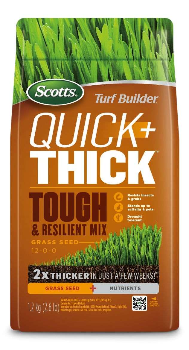 Turf Builder Quick + Thick Grass Seed Tough & Resilient Mix, 12-0-0, 1.2-kg D2563