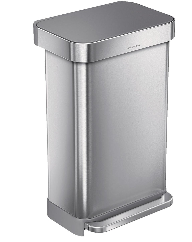 Stainless Steel and Plastic Rectangular Step Garbage Can, 45-L A7542