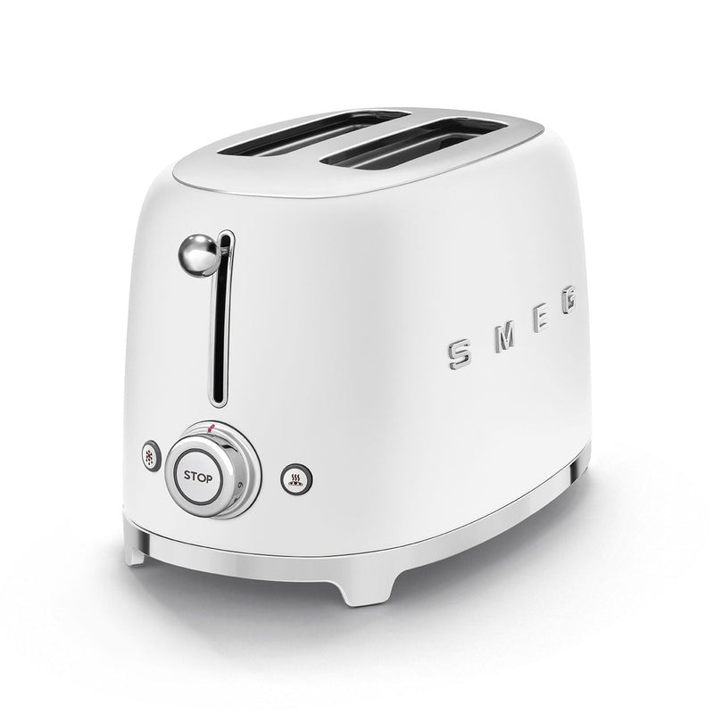 50's Retro Style Wide Slot Pop Up Electric Toaster with 6 Settings, 2-Slice, Matte White F8226