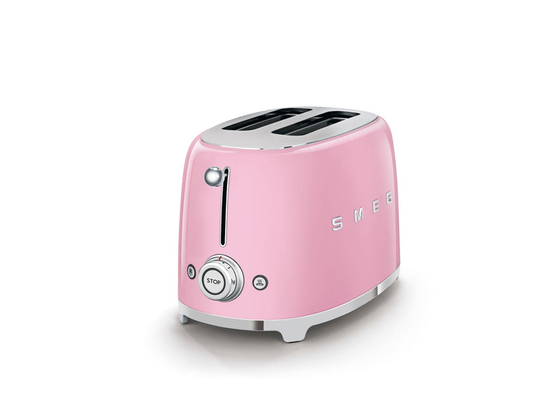 50's Retro Style Wide Slot Pop Up Electric Toaster with 6 Settings, 2-Slice, Pink T4772