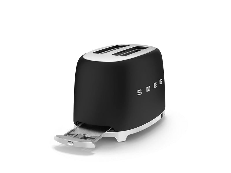 50's Retro Style Wide Slot Pop Up Electric Toaster with 6 Settings, 2-Slices, Matte Black D3023