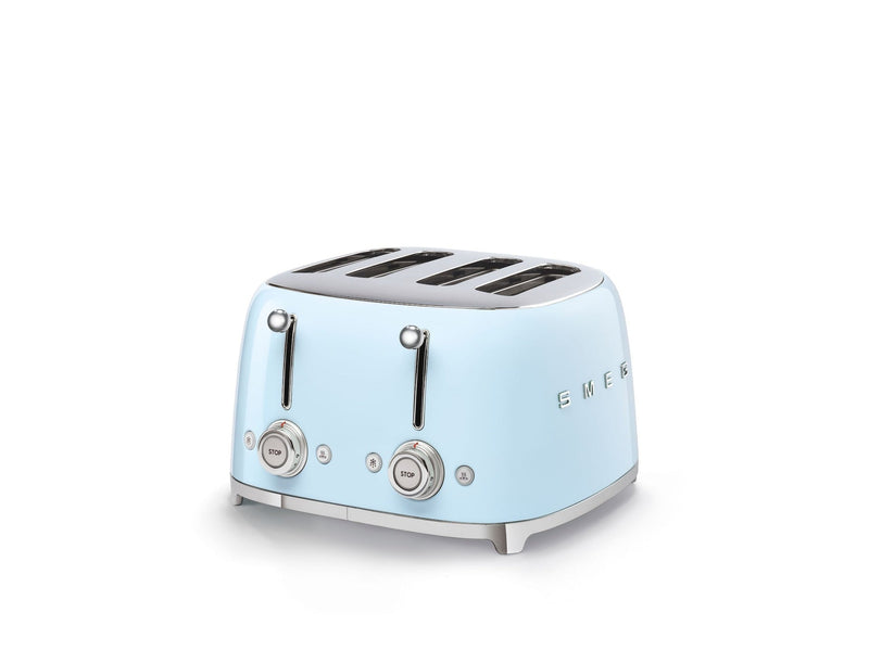 50s Retro Style Wide Slot Pop-up Toaster, 4-Slice, Pastel Blue W9261