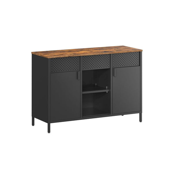 Home Rustic Brown/Black Metal Buffet Cabinet O8505