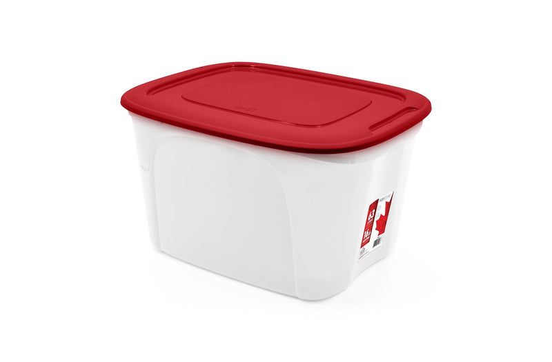 Stackable Storage Box with Lid, 63-L, Red/White, 63 Litre Storage Container L6128