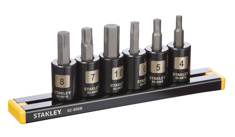 Professional Grade Black Chrome Hex Bit Socket Set, Metric, 6-pc X9877