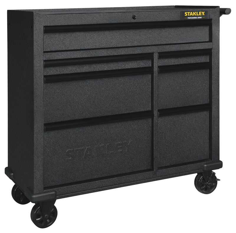 Rolling Tool Storage Cabinet with 7 Drawers, Power Bar with USB, Black, 42-in F4553