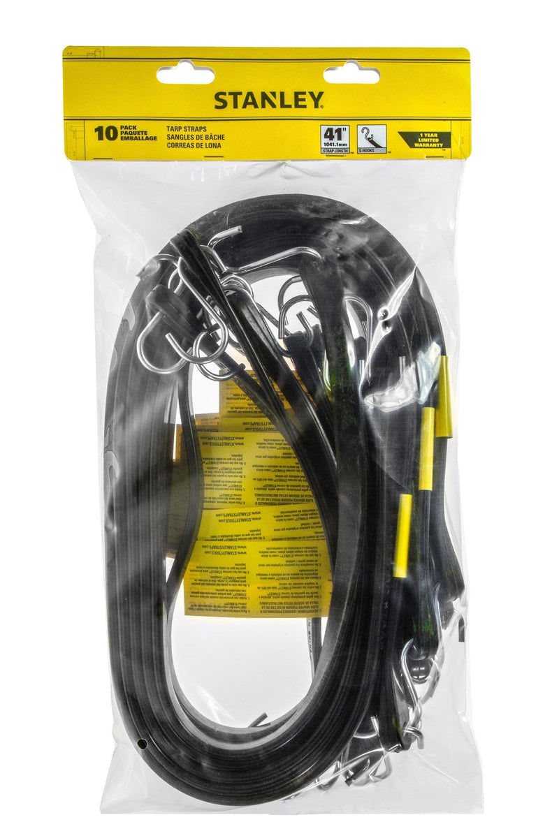 Tarp Straps, All-Weather Rubber Bungee Cords with S-Hooks, 41-in, 10-pk N4664