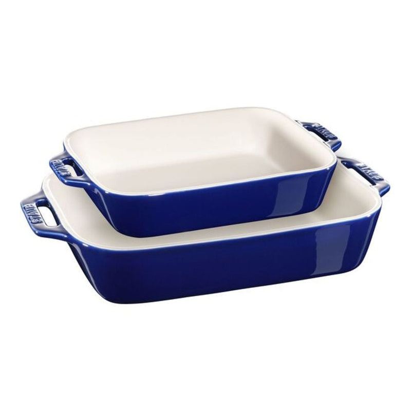 Nestable Dark Blue Non-Stick Ceramic Rectangular Baking Dish Set, 2-pc V6074