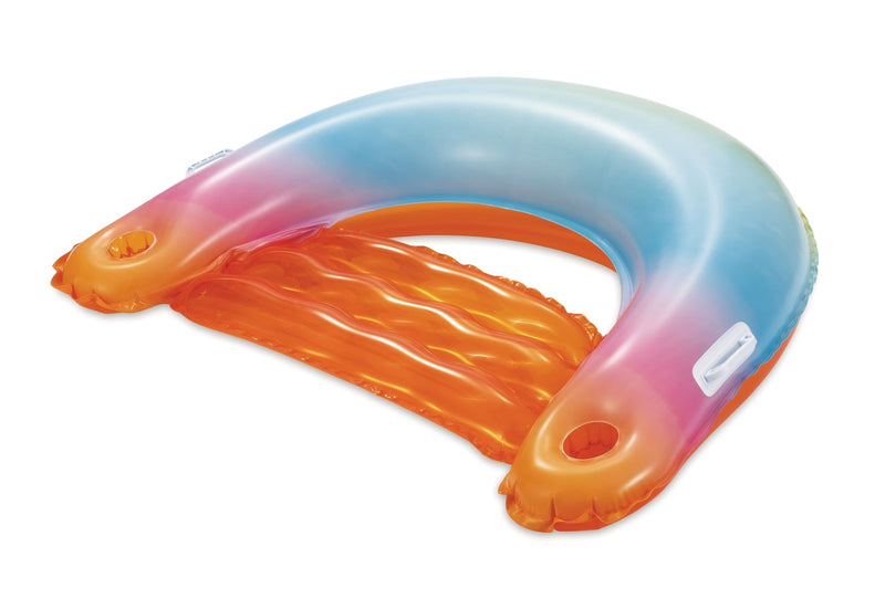 Sunset Inflatable Ombre Pool Floating Chair with Cup Holders, Multi-Colour T3580