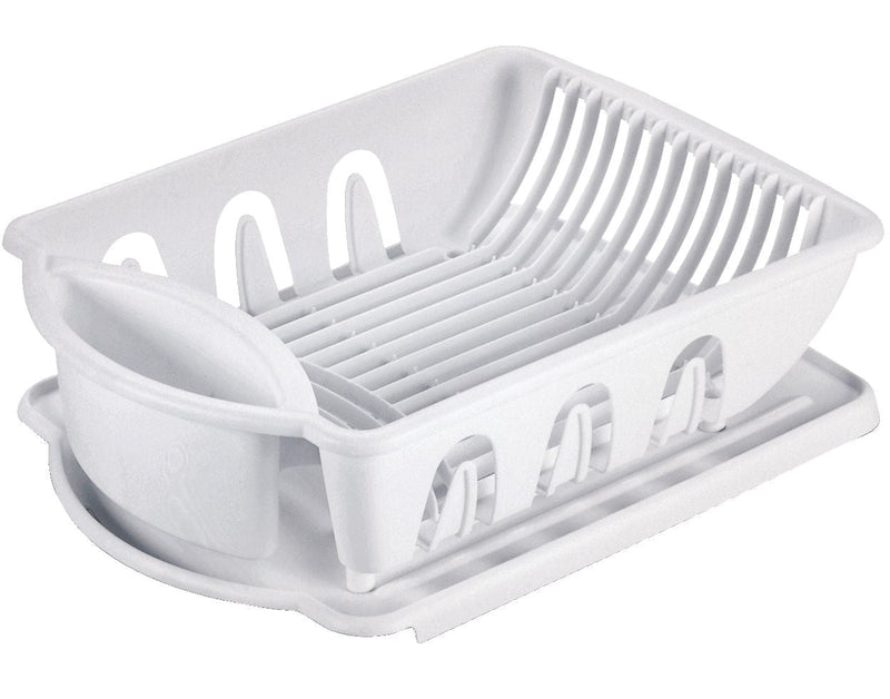 Plastic Nesting Dish/Cutlery Drying Rack & Drainboard Tray For Kitchen, White B9194