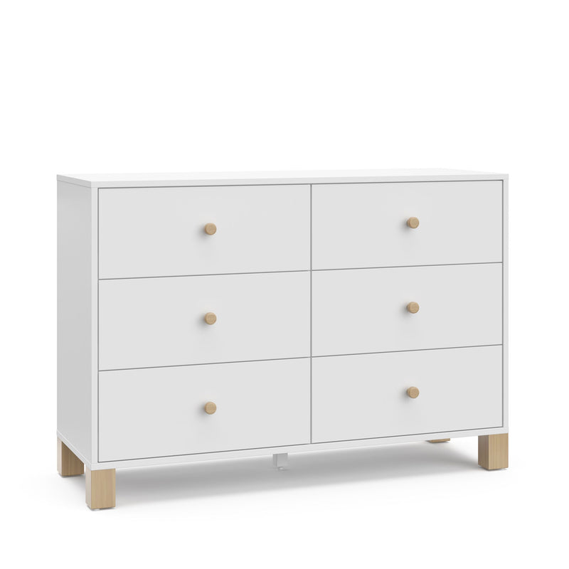 California 6-Drawer White/Driftwood Double Dresser/Chest D1048