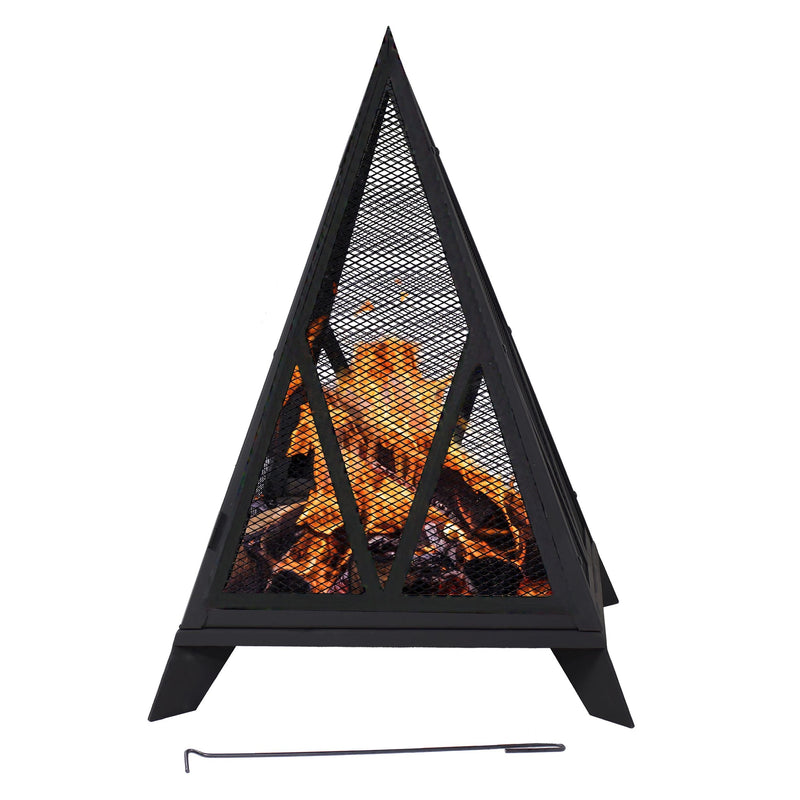 Decor Majestic Pyramid Steel Fire Pit, Black X6681