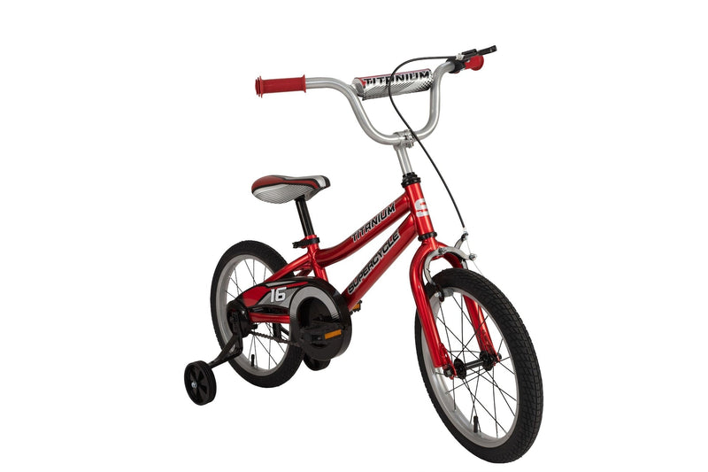 Titanium Kids' Bike with Training Wheels, Red, 16-in H9385