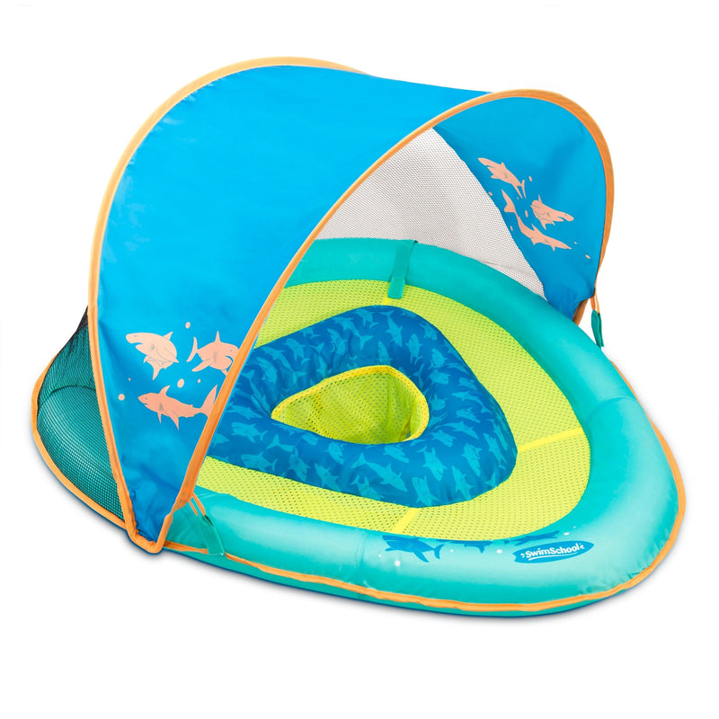 Grow-with-Me Inflatable UV-Protected Baby Swim Float/Boat with Canopy, Blue, Ages 6-24 months H4630