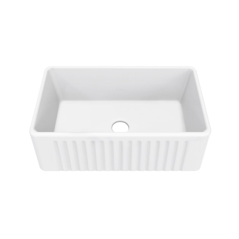 Delice Ceramic Farmhouse Kitchen Sink with Apron, 30-in x 18-in P7919