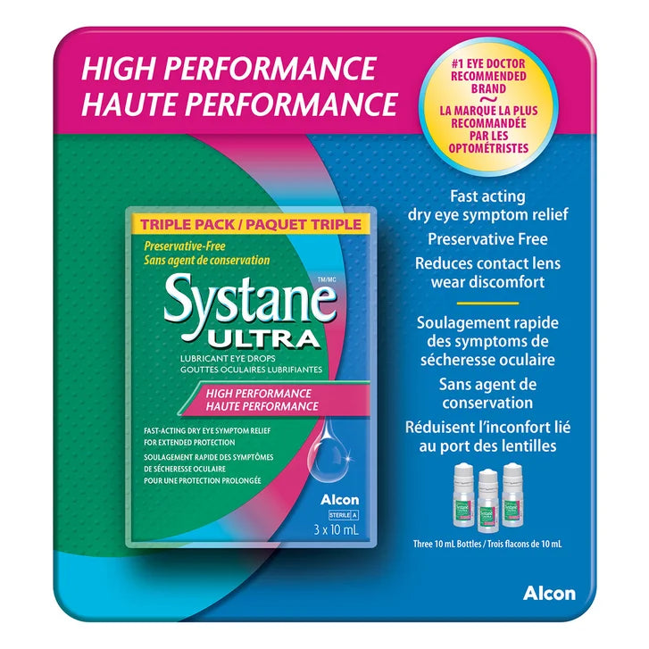 Systane Ultra Lubricant Eye Drops, Preservative Free, 3 x 10 mL Bottles J8849