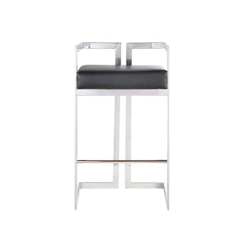 Black Cushioned Harvey Stool with Silver Frame I8837