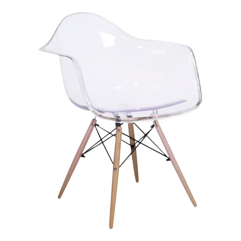 Clear Plastic Bucket Armchair with Wood Legs C1709
