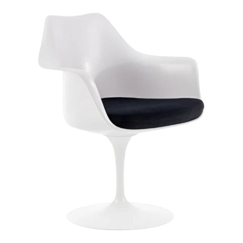 Tulip Chair with Arm, Fiberglass, Black F0610