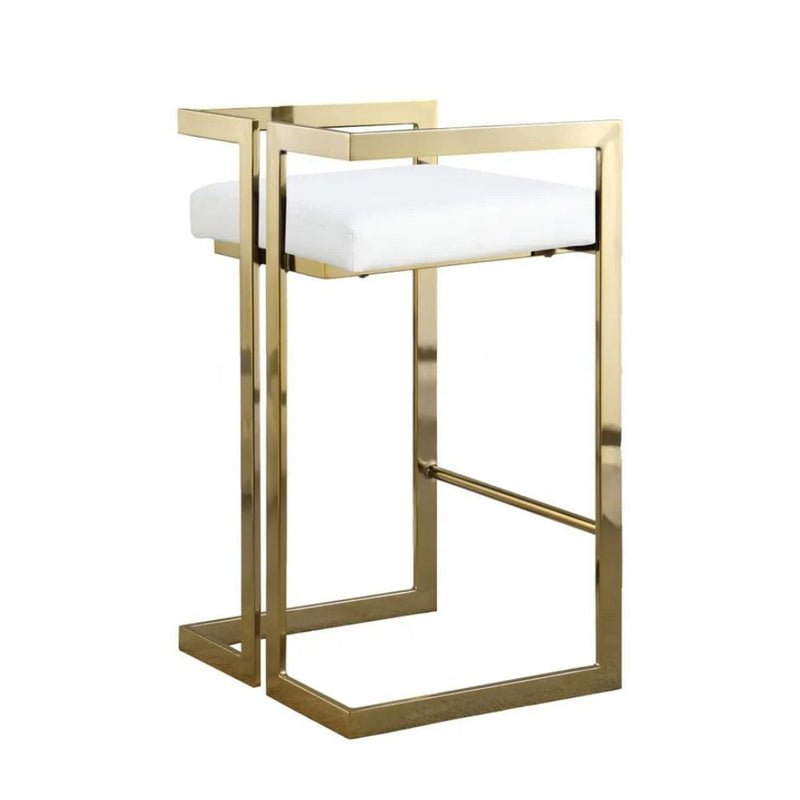 White Cushioned Harvey Stool with Gold Frame D2706