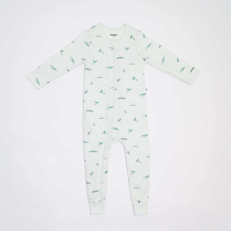 Whale Print Premium Organic Cotton Play and Grow Rib Foot Zippy, Various Sizes V8931