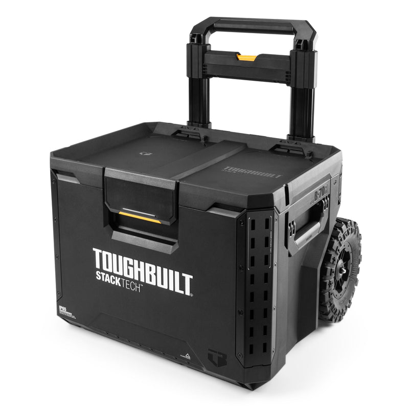 Portable Modular Plastic/Metal Rolling Tool Box with Handle and Inner Tray, IP65-Rated, Black D7871
