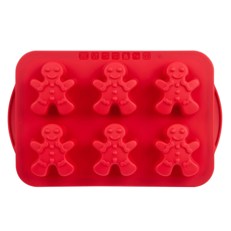 Dishwasher Safe Red Silicone Gingerbread Pan, 6-pk F7849